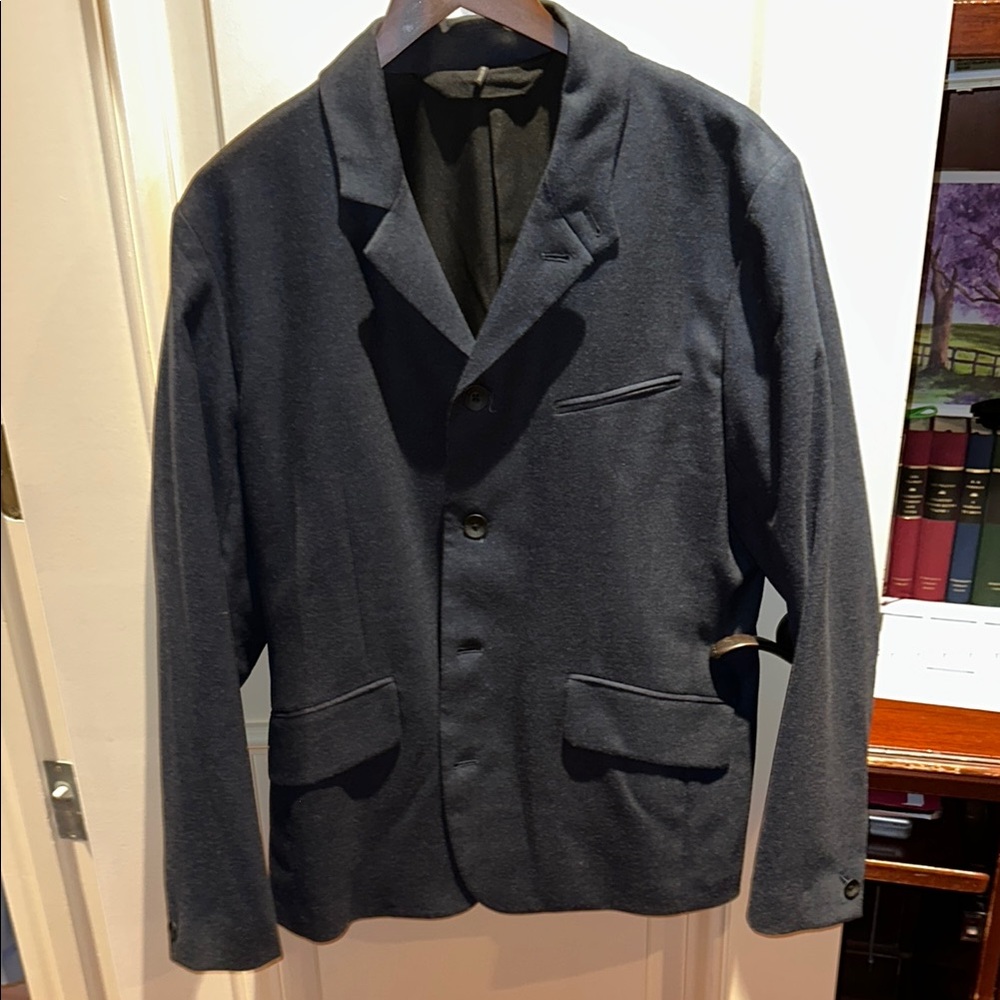 Black Sport Coat with Notched Lapels and Matte Finish